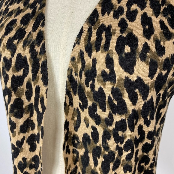 HALOGEN Linen Blend Open Leopard Print Cardigan XS - Picture 2 of 7